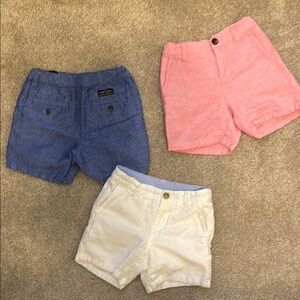 Janie and Jack boys 3t Pink, Blue, and White  linen Shorts Set